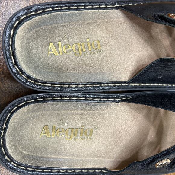 Alegria Size EU 40 US 9.5/10 Sandals Fiona Triple Strap Adjustable Black Shiny - Picture 9 of 12
